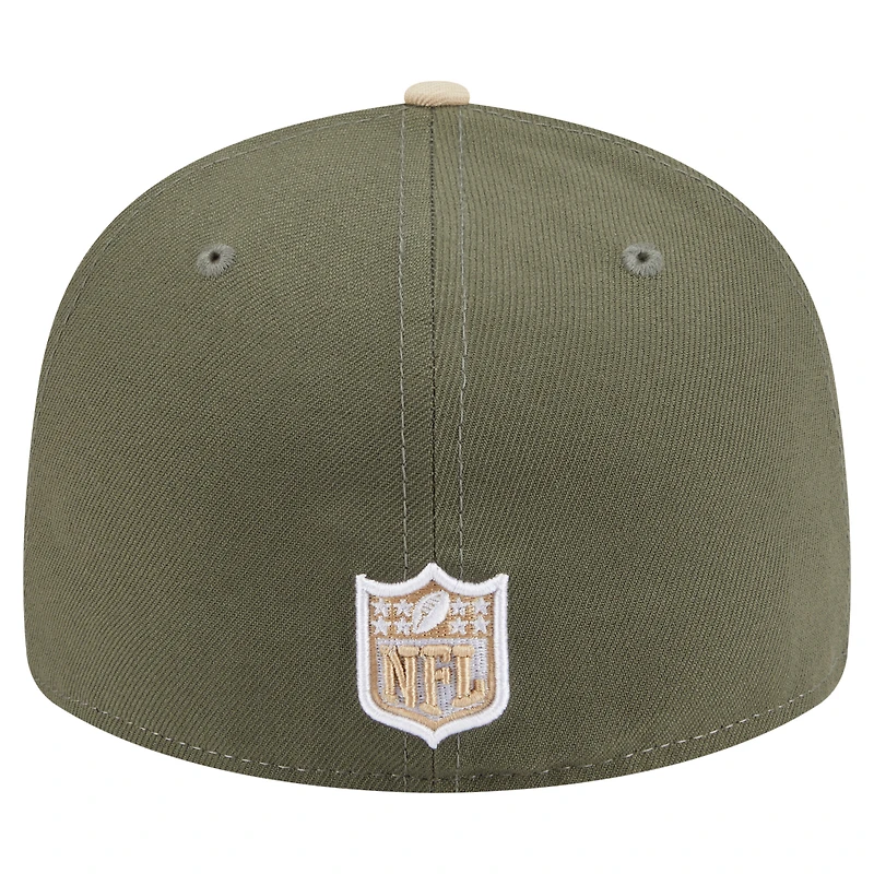 Men's New Era Light Beige/Olive Seattle Seahawks Two-Tone Color Pack Split Panel 59FIFTY Fitted Hat