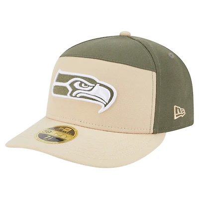 Men's New Era Light Beige/Olive Seattle Seahawks Two-Tone Color Pack Split Panel 59FIFTY Fitted Hat
