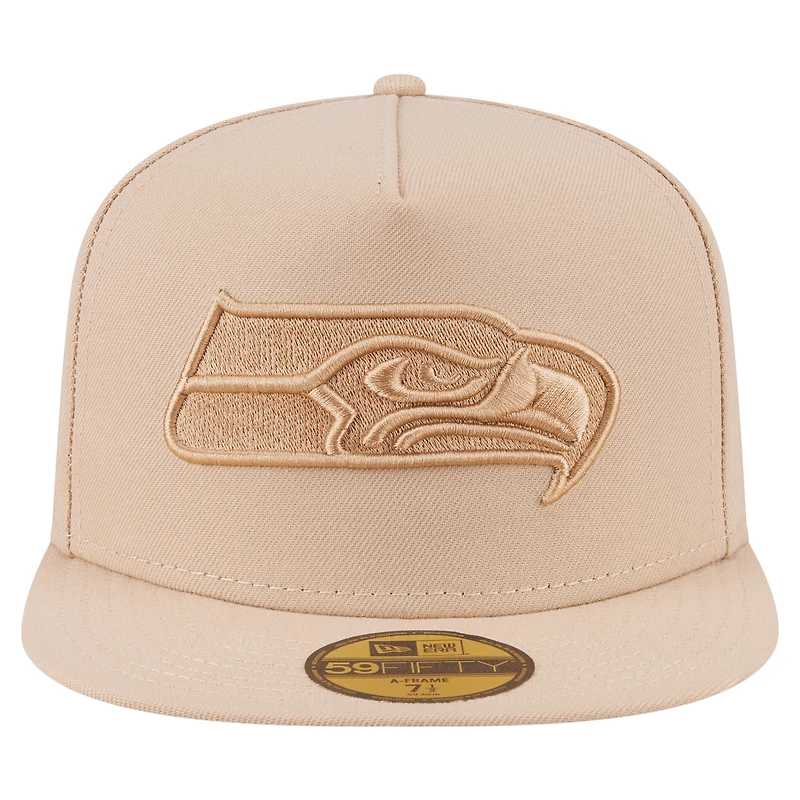 Casquette ajustée 59FIFTY A-Frame beige clair pour homme des Seattle Seahawks de New Era