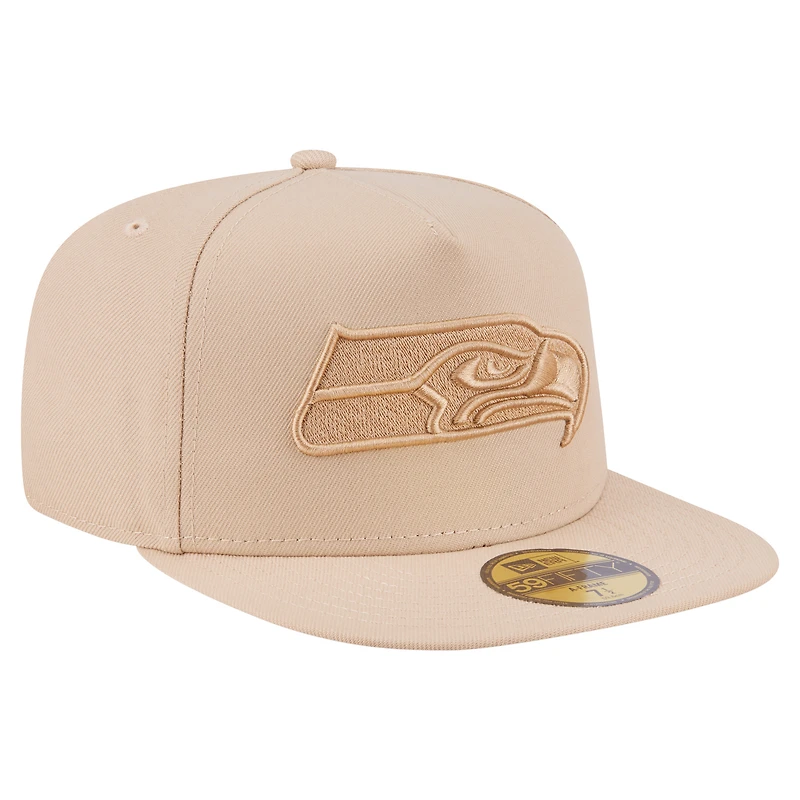 Casquette ajustée 59FIFTY A-Frame beige clair pour homme des Seattle Seahawks de New Era