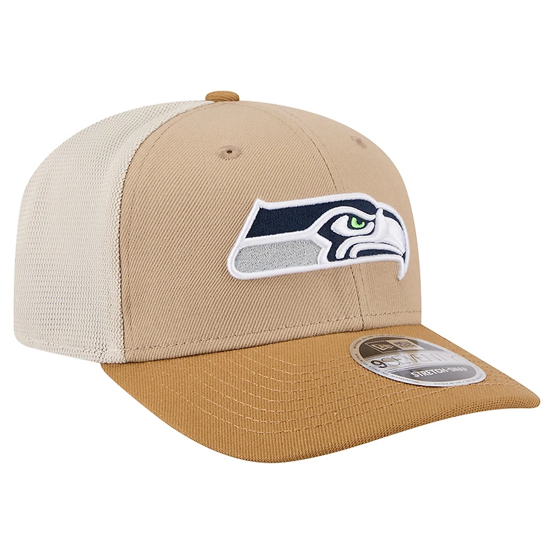 Men's New Era Light Beige Seattle Seahawks  Two-Tone Trucker 9SEVENTY Adjustable Hat