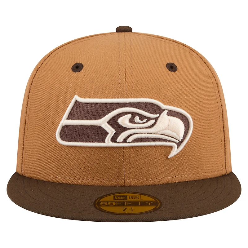 Men's New Era Light Brown/Dark Brown Seattle Seahawks Two-Tone Walnut 59FIFTY Fitted Hat