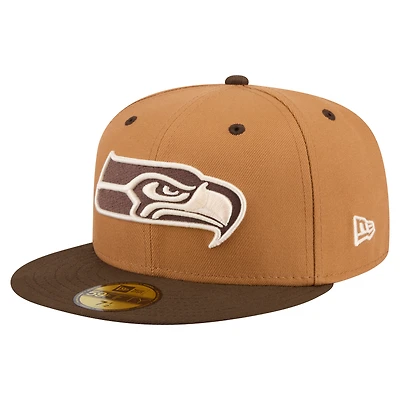 Men's New Era Light Brown/Dark Brown Seattle Seahawks Two-Tone Walnut 59FIFTY Fitted Hat