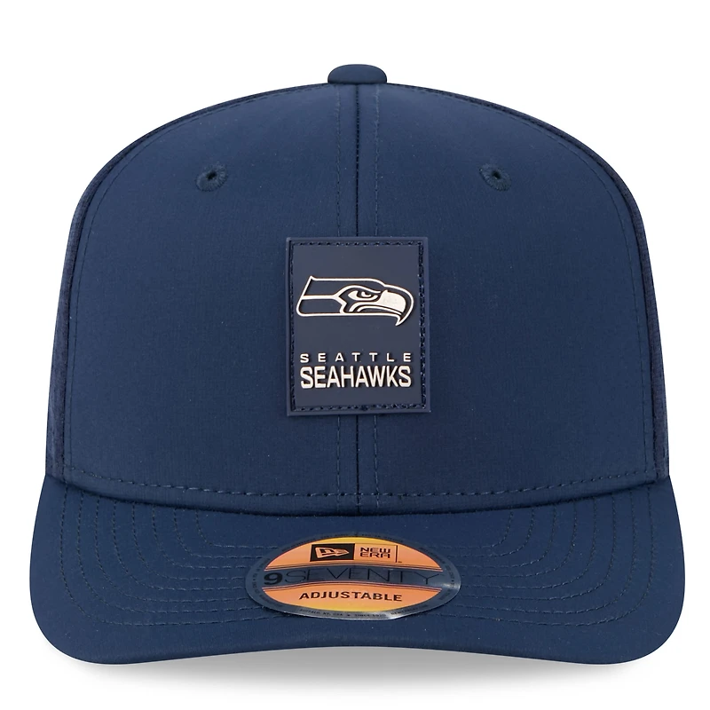 Men's New Era  Navy Seattle Seahawks 2025 Sideline 9SEVENTY Adjustable Trucker Hat