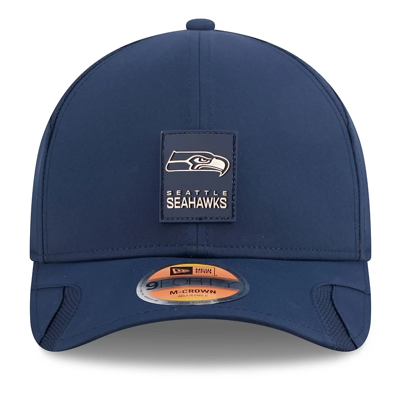 Men's New Era Navy Seattle Seahawks 2025 Sideline M-Crown 9FORTY Adjustable Hat