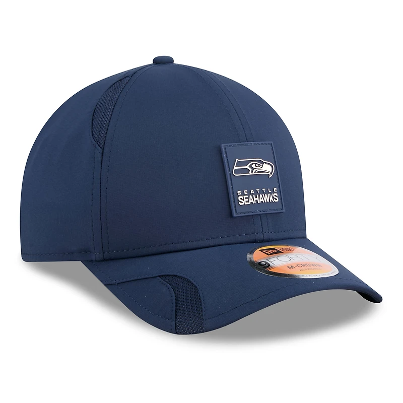 Men's New Era Navy Seattle Seahawks 2025 Sideline M-Crown 9FORTY Adjustable Hat