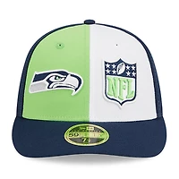 Men's New Era  Neon Green/College Navy Seattle Seahawks 2023 Sideline Low Profile 59FIFTY Fitted Hat