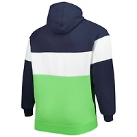 Sweat à capuche en polaire raglan New Era vert fluo/bleu marine College Seattle Seahawks Big & Tall Current pour homme