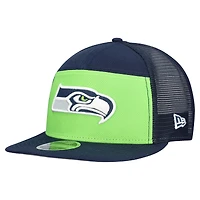 Casquette snapback 9FIFTY Outdoor Split Panel New Era pour homme, vert fluo/bleu marine universitaire, Seattle Seahawks