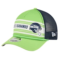 Men's New Era  Neon Green Seattle Seahawks  Linear A-Frame 9FORTY Adjustable Hat