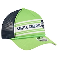 Men's New Era  Neon Green Seattle Seahawks  Linear A-Frame 9FORTY Adjustable Hat