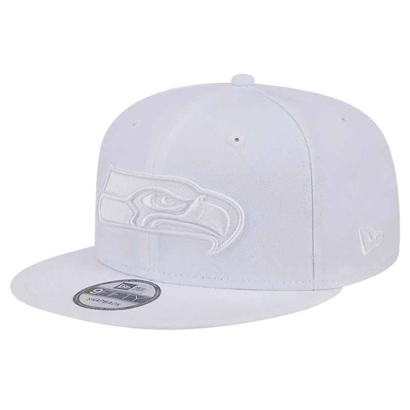 Casquette Snapback 9FIFTY New Era Seattle Seahawks Main blanc sur blanc pour homme