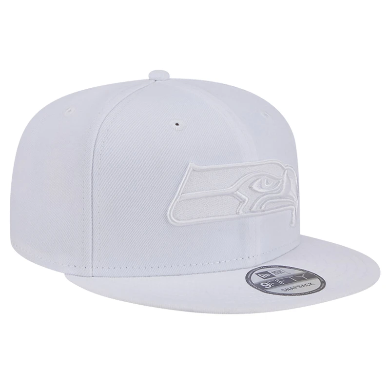 Casquette Snapback 9FIFTY New Era Seattle Seahawks Main blanc sur blanc pour homme