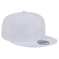 Casquette Snapback 9FIFTY New Era Seattle Seahawks Main blanc sur blanc pour homme