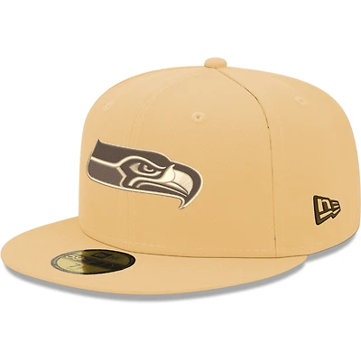 Men's New Era Tan Seattle Seahawks Candied Pecan 59FIFTY Fitted Hat
