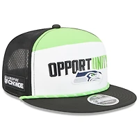 Casquette snapback New Era blanche et noire Seattle Seahawks 2025 Inspire Change à panneaux séparés 9FIFTY pour homme