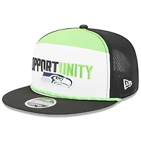 Casquette snapback New Era blanche et noire Seattle Seahawks 2025 Inspire Change à panneaux séparés 9FIFTY pour homme