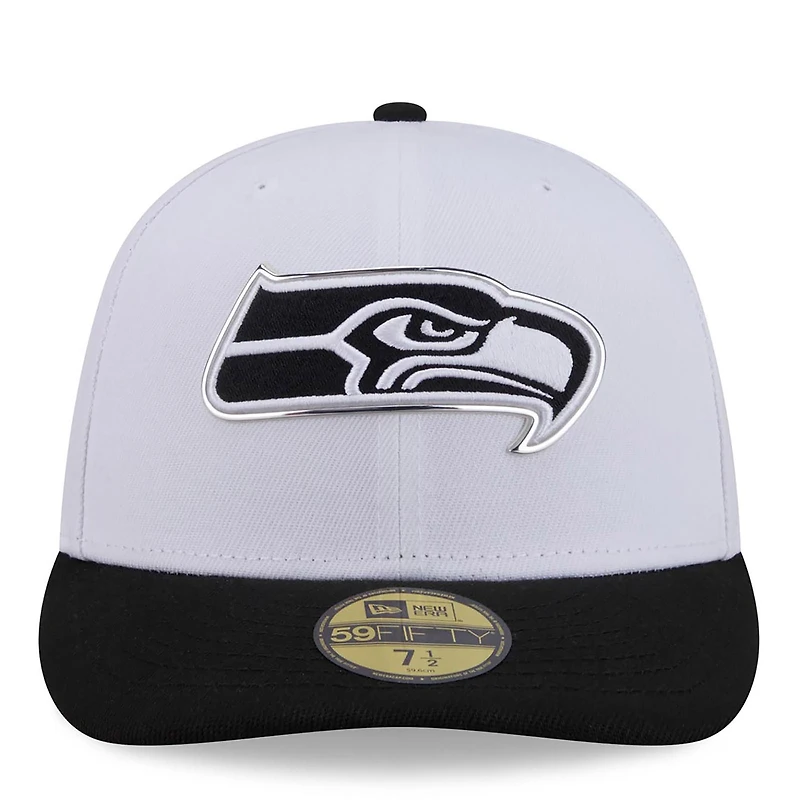 Casquette ajustée New Era blanche et noire Seattle Seahawks 2026 NFL Draft 59FIFTY pour homme