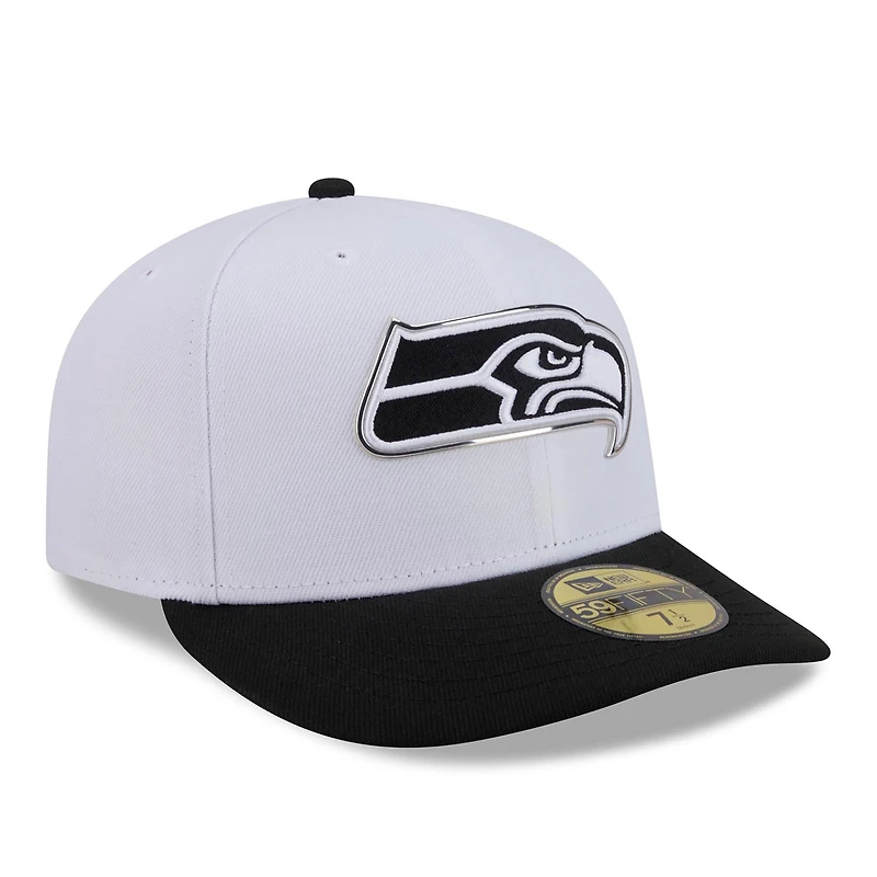 Men's New Era  White/Black Seattle Seahawks 2026 NFL Draft Pre-Curved 59FIFTY Fitted Hat