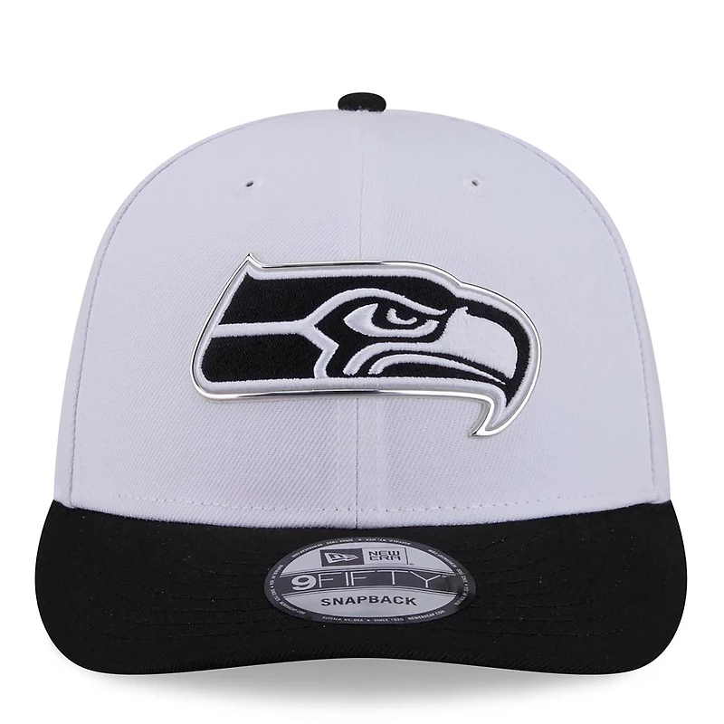 Casquette snapback New Era blanche et noire Seattle Seahawks 2026 NFL Draft 9FIFTY pour homme