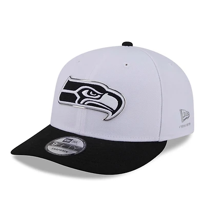 Men's New Era White/Black Seattle Seahawks 2026 NFL Draft Pre-Curved 9FIFTY Snapback Hat