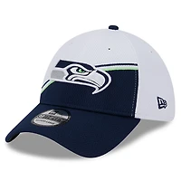 Casquette flex 39THIRTY Sideline Seattle Seahawks 2023 New Era pour homme, blanc/bleu marine universitaire