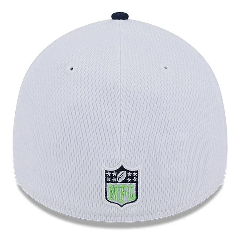 Casquette flex 39THIRTY Sideline Seattle Seahawks 2023 New Era pour homme, blanc/bleu marine universitaire