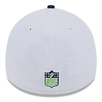 Casquette flex 39THIRTY Sideline Seattle Seahawks 2023 New Era pour homme, blanc/bleu marine universitaire