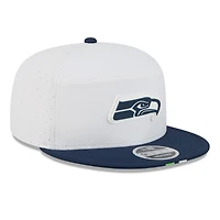 Men's New Era  White/College Navy Seattle Seahawks 2025 NFL Training Camp Split Panel 9FIFTY Snapback Hat