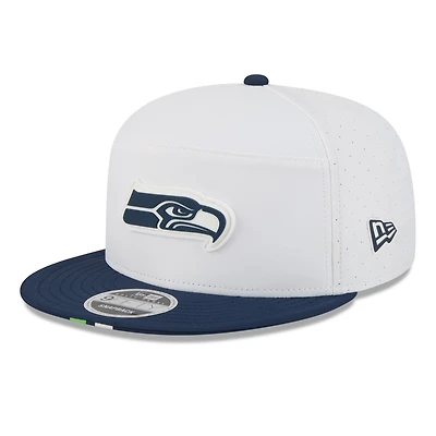 Men's New Era  White/College Navy Seattle Seahawks 2025 NFL Training Camp Split Panel 9FIFTY Snapback Hat