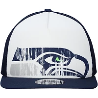 Men's New Era White/College Navy Seattle Seahawks Distressed 9FIFTY A-Frame Snapback Hat