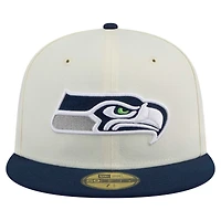 Men's New Era  White/College Navy Seattle Seahawks Main 59FIFTY Fitted Hat