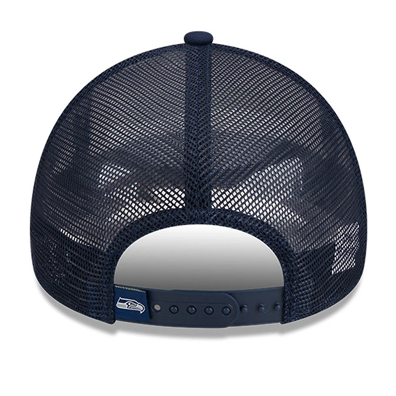 Casquette réglable 9FORTY Stacked A-Frame Trucker 9FORTY des Seattle Seahawks New Era pour hommes, blanc/collège bleu marine