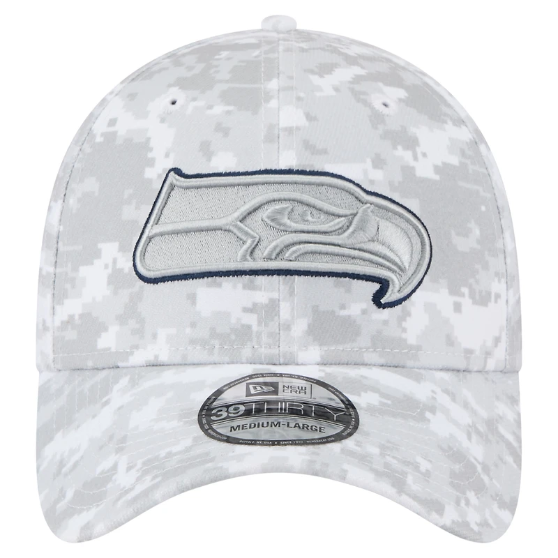 Men's New Era White Seattle Seahawks 2025 Salute to Service Fan Pack 39THIRTY Flex Hat