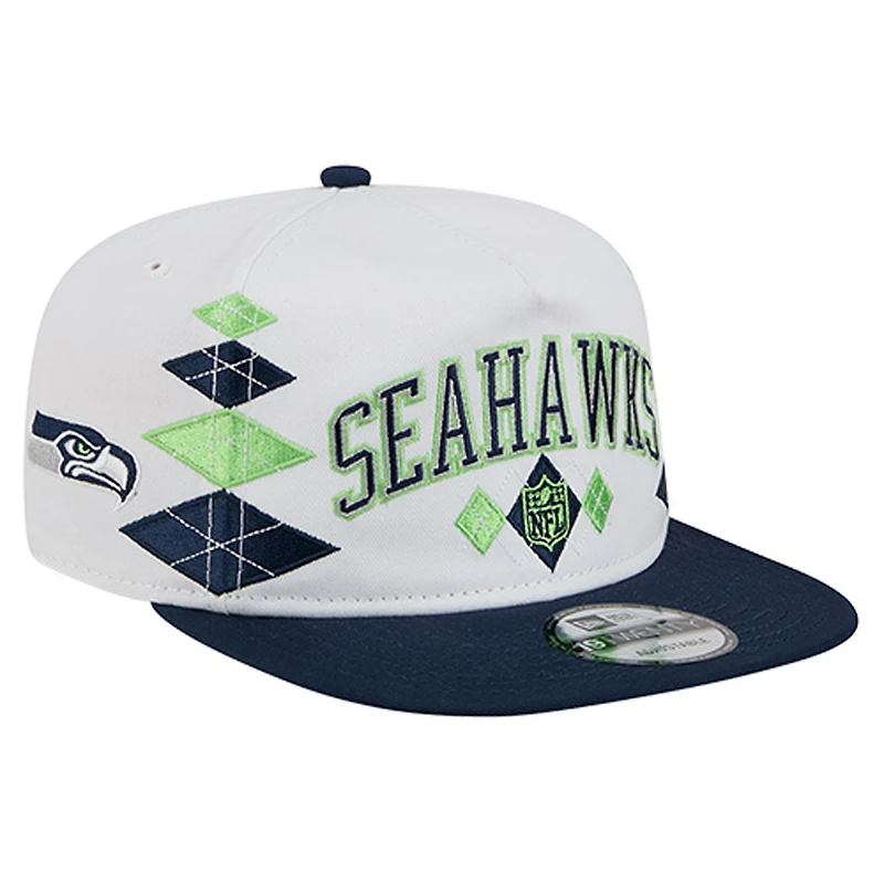 Men's New Era White Seattle Seahawks Argyle 19TWENTY Adjustable Hat