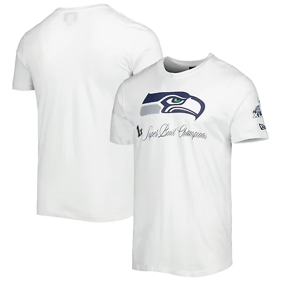T-shirt pour homme New Era blanc Seattle Seahawks Historic Champs
