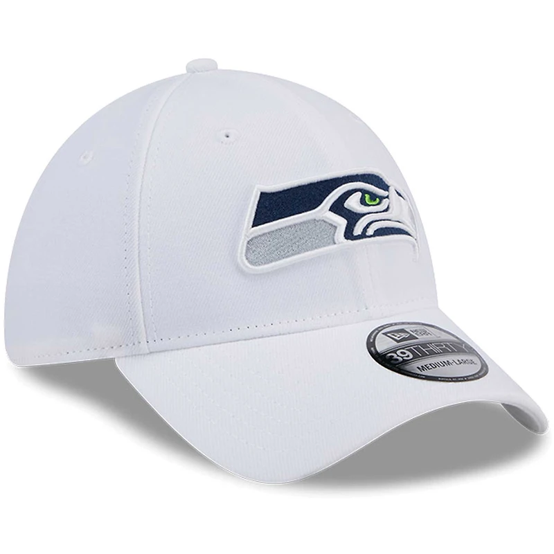 Casquette flexible principale 39THIRTY des Seattle Seahawks New Era pour hommes, blanche
