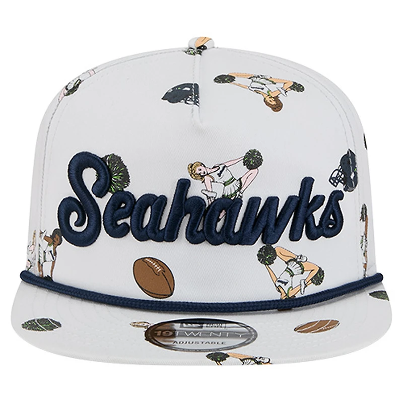 Casquette snapback New Era blanche Seattle Seahawks Team Cheer 19TWENTY pour homme