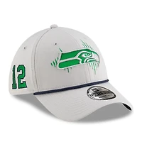 Casquette 39THIRTY Flex On-Field pour homme, collection 2025 Rivalries des Seattle Seahawks, gris loup New Era