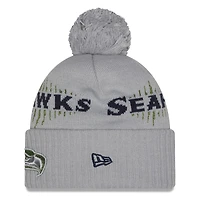 Men's New Era  Wolf Gray Seattle Seahawks 2025 Rivalries Collection Sideline Cuffed Knit Hat with Pom