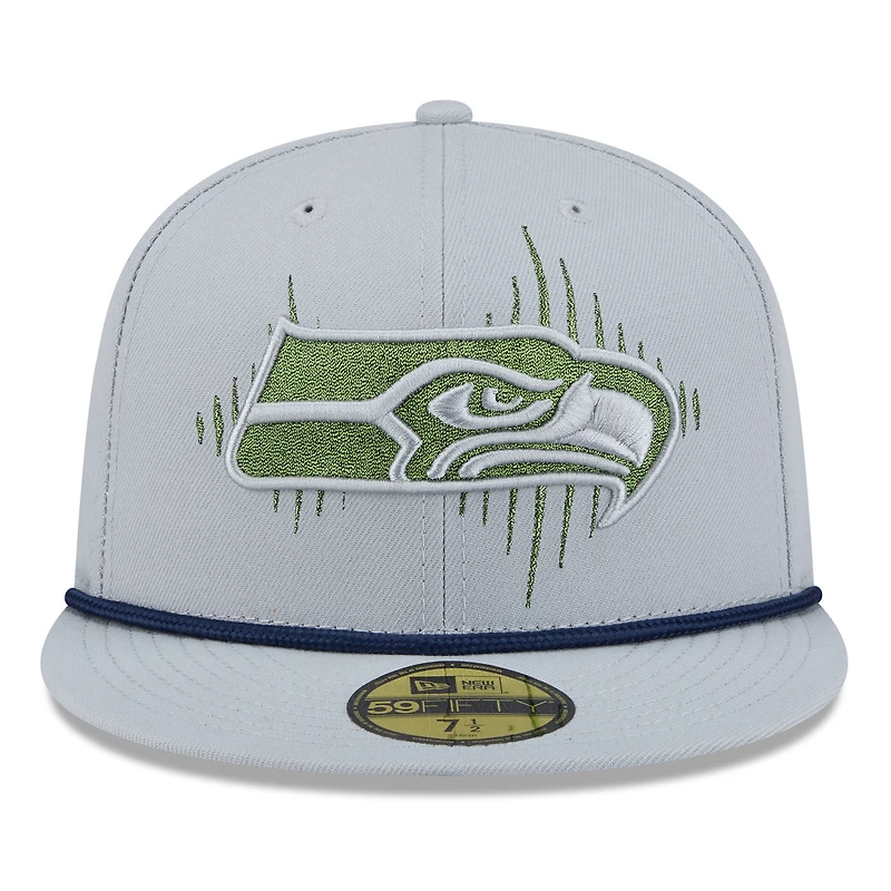 Casquette ajustée 59FIFTY gris loup pour homme, collection Rivalités 2025, des Seattle Seahawks de New Era