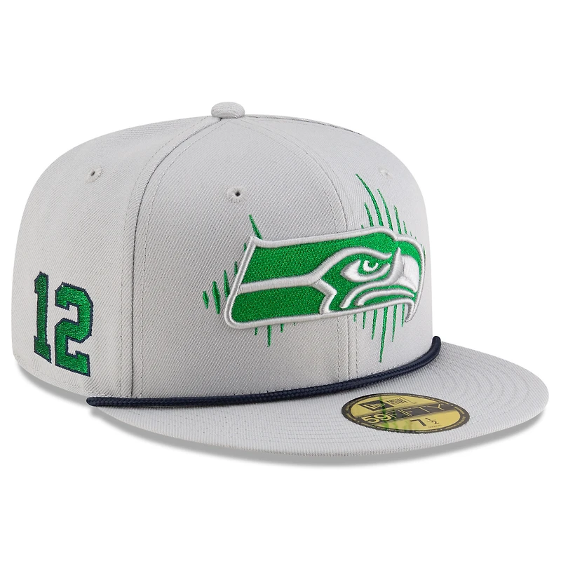 Casquette ajustée 59FIFTY gris loup pour homme, collection Rivalités 2025, des Seattle Seahawks de New Era