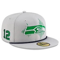 Casquette ajustée 59FIFTY gris loup pour homme, collection Rivalités 2025, des Seattle Seahawks de New Era