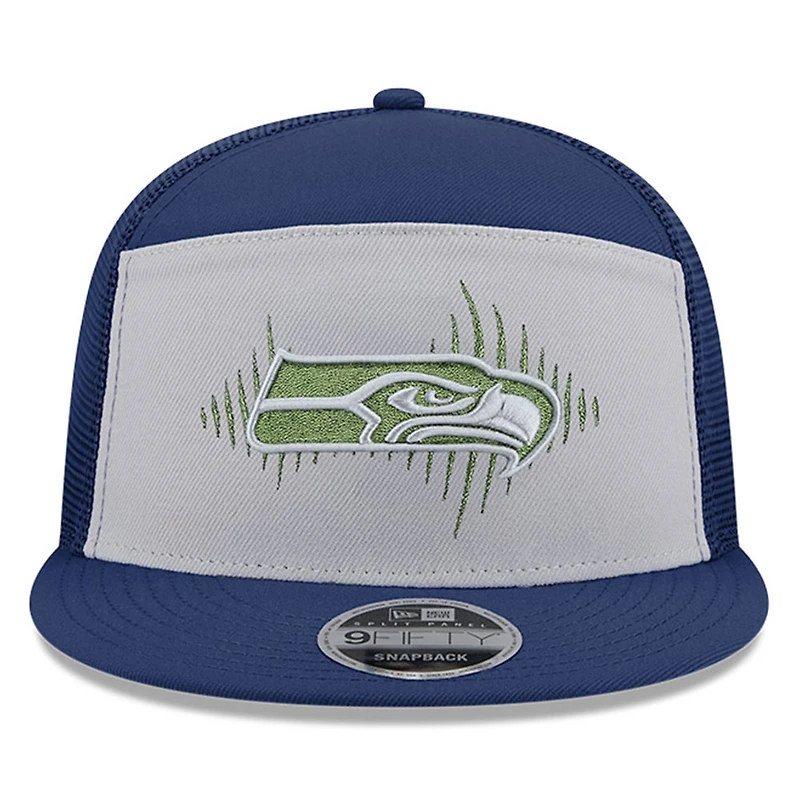 Casquette snapback 9FIFTY à panneau fendu pour homme, collection Rivalries 2025, gris loup New Era, Seattle Seahawks