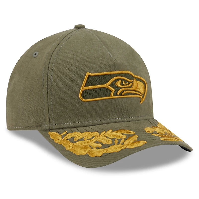 Men's New Era x Alpha Industries  Olive Seattle Seahawks A-Frame 9FORTY Adjustable Hat