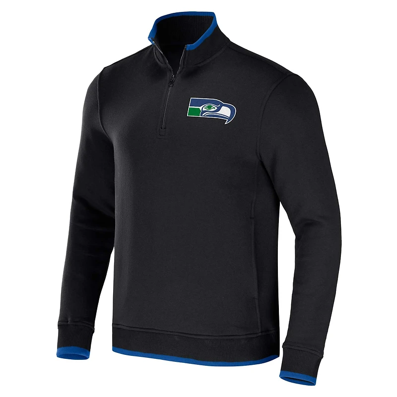 Collection NFL x Darius Rucker pour hommes par Fanatics - Haut noir à quart de zip avec logo des Seahawks Seattle