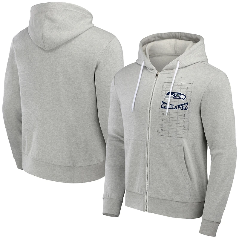 Sweat à capuche zippé pour homme de la collection NFL x Darius Rucker Fanatics, gris chiné, Seattle Seahawks