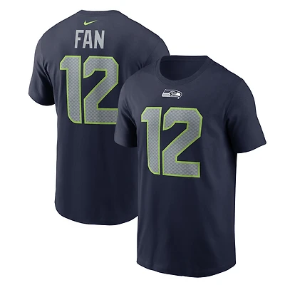 T-shirt Nike 12s College Navy pour homme avec nom et numéro des Seattle Seahawks