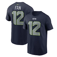 T-shirt Nike 12s College Navy pour homme avec nom et numéro des Seattle Seahawks