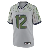 Maillot Nike 12s Wolf Grey pour homme, collection Rivalries 2025 des Seattle Seahawks